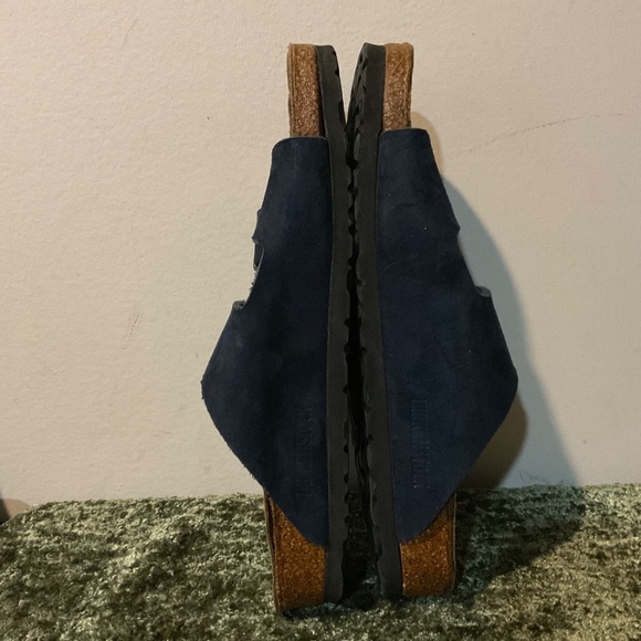 Birkenstock Arizona Double Buckle Strap Blue Suede Slides Sandals Shoes 39 9 9.5 - Picture 8 of 12